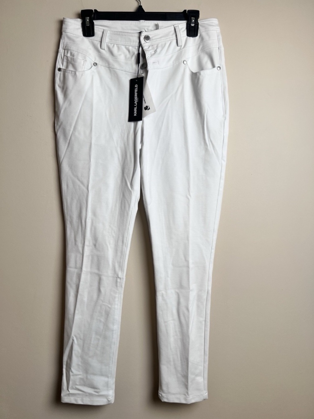Karl Lagerfeld Paris Essentials White Skinny Ankle Pants Women's Size 10 NWT